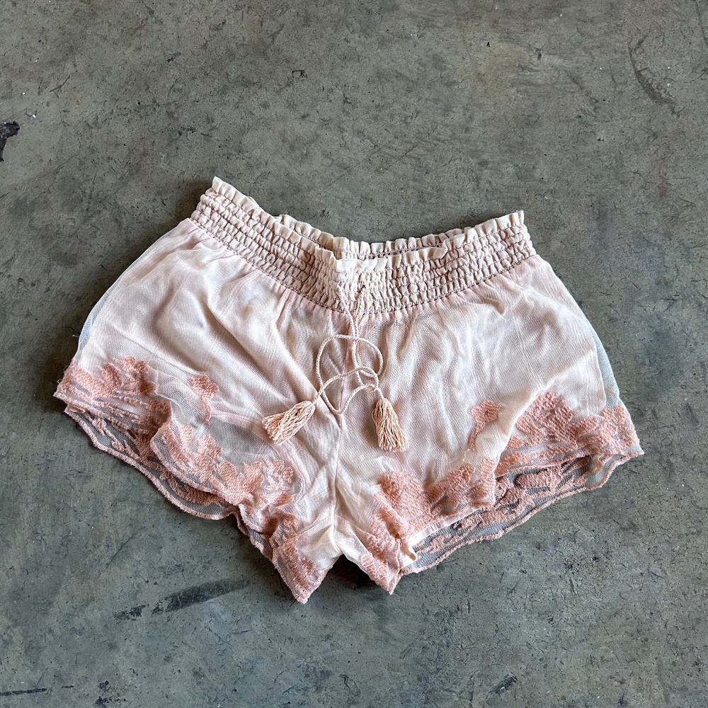 Gauzy peachy pink shorts